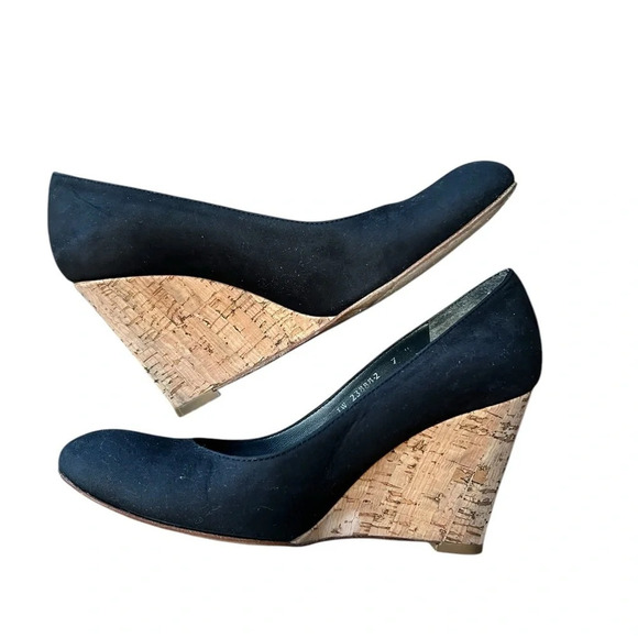 Stuart Weitzman Womens Swoon Black Wedge Heels Shoes - Picture 3 of 10